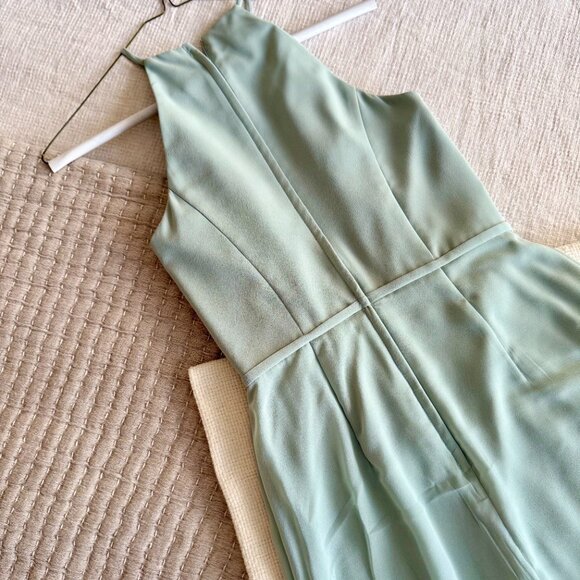 David's Bridal Mermaid-Style Maxi Dress Sage Green Size 0 - Picture 2 of 6